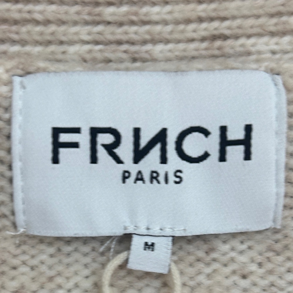 NWT FRNCH Paris perline creme knit button wool Cardigan Scarf puff sleeve medium - Picture 10 of 11